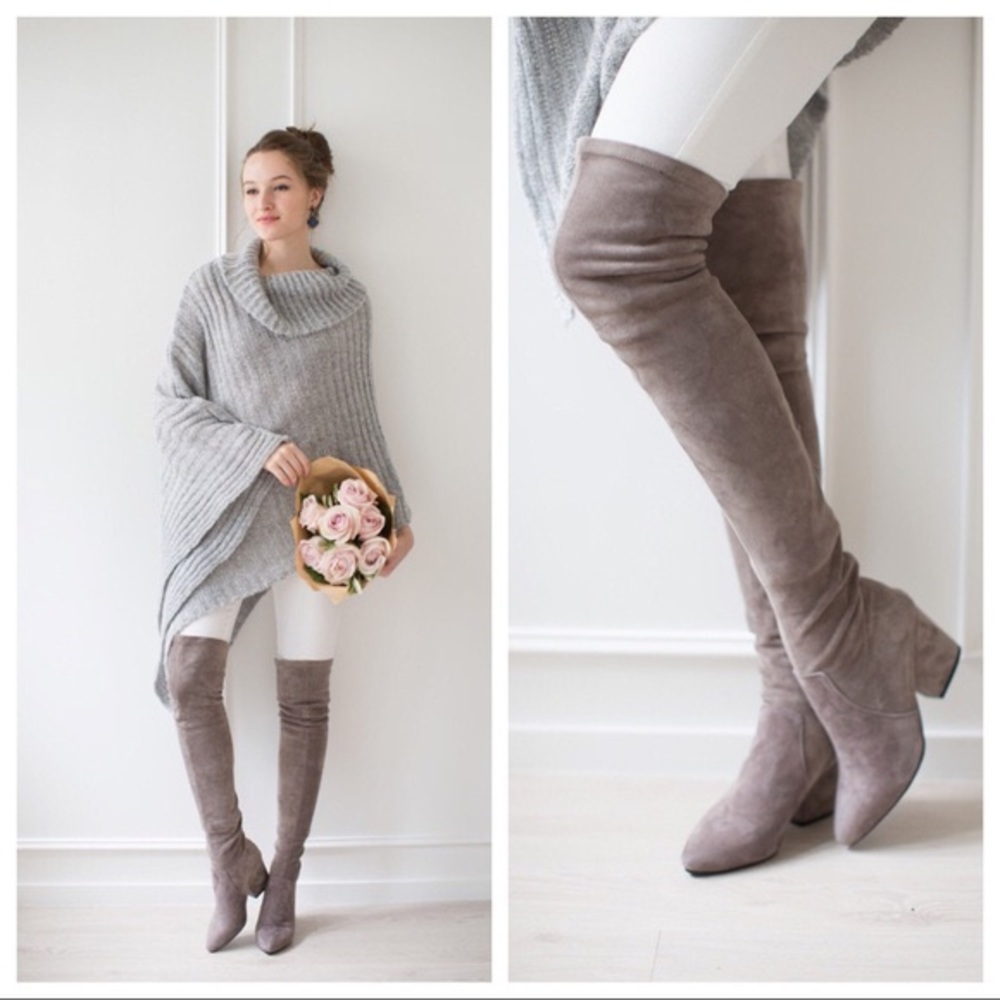 Goodnight Macaroon 'Carina' Taupe OTK Boots